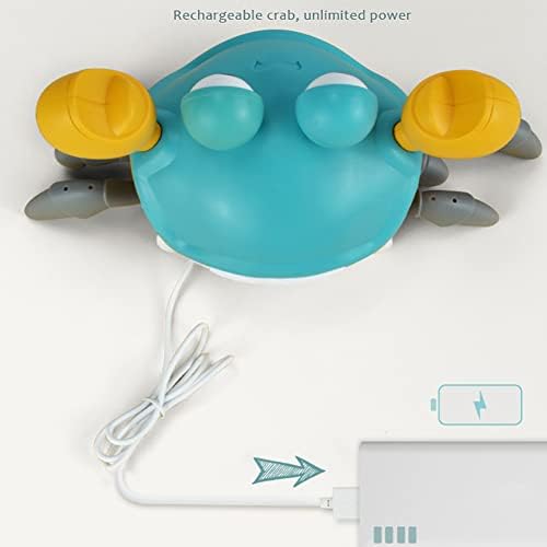 Bambebe Crawling Crab Toy with Light Up, Sensory Toys for 1 2 3 4+ Years Old Boys Girls, Interactive Baby Toys Electric with Automatic Sensing to Avoid Obstacles, Moving Crab Musical Toys for Baby