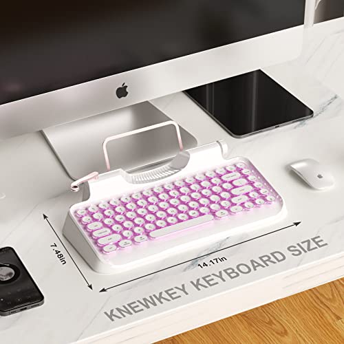 Rymek Typewriter Mechanical Wireless Keyboard With Tablet Stand, Mechanical Bluetooth 3.0, Retro Typewriter Keyboard For Windows And Mac Computers, Android And Ios Tablets (White) #TOP7