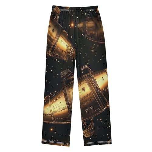 ZZXXB Space Airship Pattern Boys Long Pants Soft Trousers Elastic Waist Kids Lounge Bottoms with Pockets S-XL2