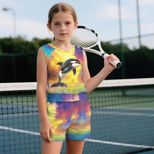 ZFRXIGN Summer Clothes for Teen Girls 5-14 Years Tracksuit Outfit 2 Piece Travel Set Sleeveless Tank Top for Holiday4