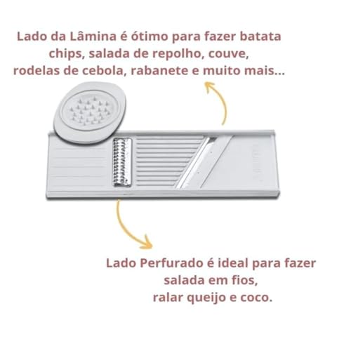 Cortador de Legumes Dupla Face com Lâmina de Aço Inox para Fatiar e Ralar com Praticidade e Seguranç