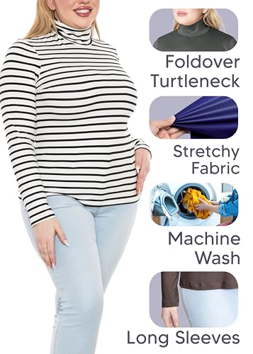 Image of Womens Turtle Neck | Long Sleeve and Sleeveless Top | Plus Size XL-7X | Tops Women White Turtleneck Women