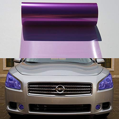 Image of KOMAS 12 inch X 48 inch Tint Vinyl Film Sticker Sheet Roll for Car Headlight, Tail Lights, Fog Lights with Squeegee + Cutter (Glossy Purple)
