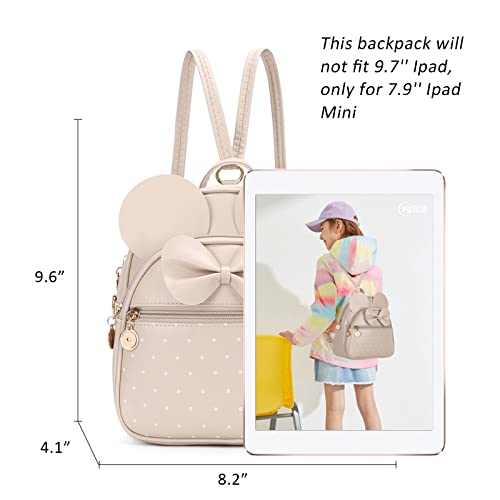 Girls Bowknot Polka Dot Cute Mini Backpack Small Daypacks Convertible Shoulder Bag Purse For Women (Khaki) #TOP1