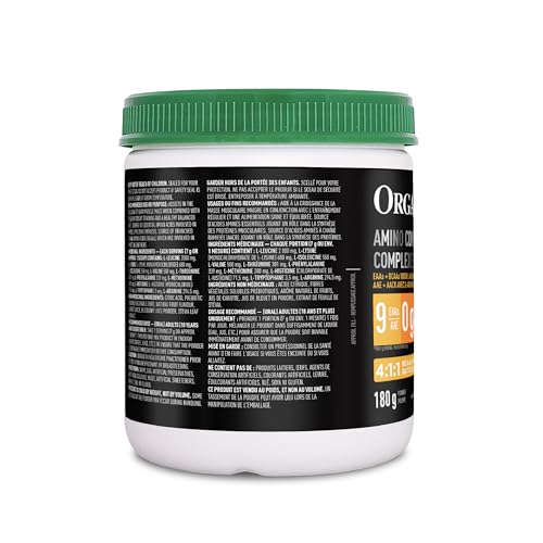 Organika Canadian-Made Amino Complex Powder - 7g of BCAA + 9 EAAs and L-Arginine For Enhanced Muscle-Protein Synthesis, Muscle Repair and Improved Athletic Recovery, Sugar-Free Berry Citrus Burst 180g - Image 3