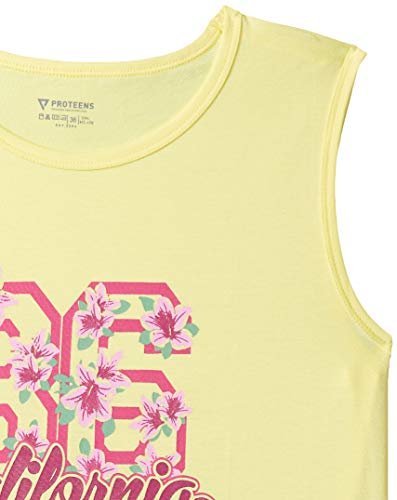 Image of PROTEENS Girl's Plain Regular fit T-Shirt (P-GTS002-LY Lemon Yellow 90 /36 | 15-16 Years)