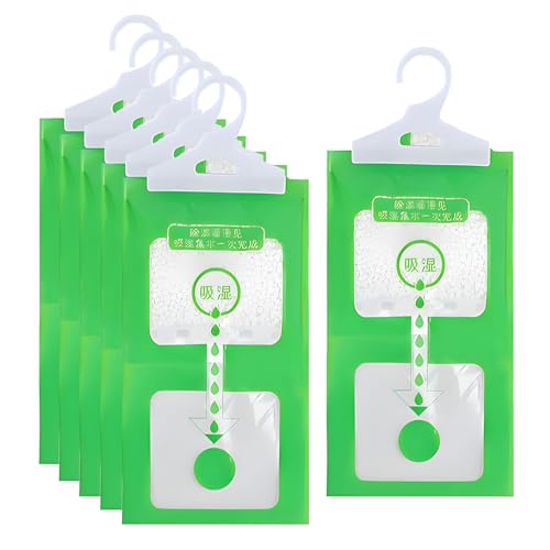 Tkxjry Bolsas absorbentes, 6 unidades de absorción de humedad para armarios, 80 g bolsas deshumidificador para colgar, antihumedad para armario, absorción de humedad antihumedad para cocina, baño o