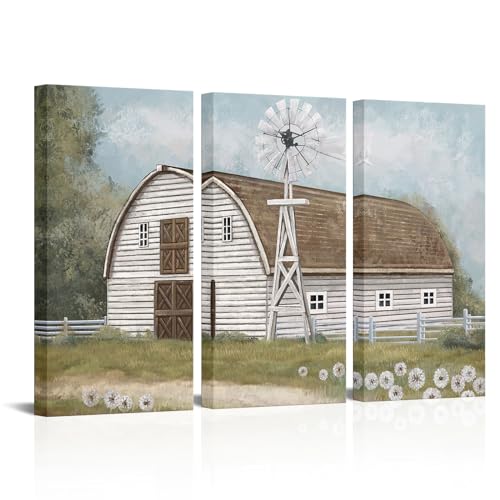 HOMEOART-Barn-Canvas-Wall-Art-Farm-Decor-Pictures-Framed-Canvas-Wall-Art-Country-Farmhouse-Decoration-Ready-to-Hang-16inchx32inchx3Pieces HOMEOART Barn Canvas Wall Art Farm Decor Pictures Framed Canvas Wall Art Country Farmhouse Decoration Ready to Hang 16inchx32inchx3Pieces