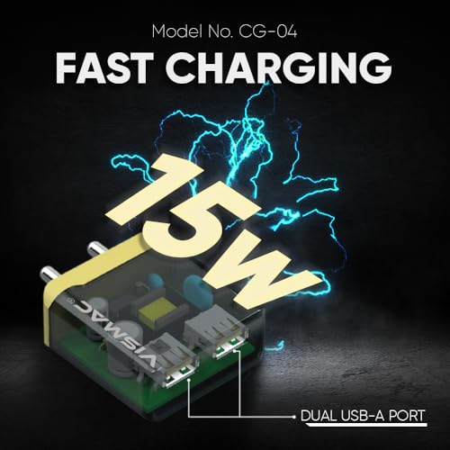 Image of VISMAC 15W Fast Wall Charging Adapter with Dual Type A USB Ports, Intelligent Shunt with Multi Protect, Overload & Short Circuit Protection, Compact Design, Universal Compatibility