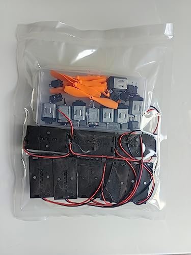 GTIWUNG 8 sztuk 130 Micro DC silnik 1,5 V-6 V 15000-16500 obr./min, 8 sztuk uchwytów na baterie AA, 8 śmigła faliste 2 łopatki, 8 sztuk mini łodzi, przełącznik kołyskowy do zabawek DIY