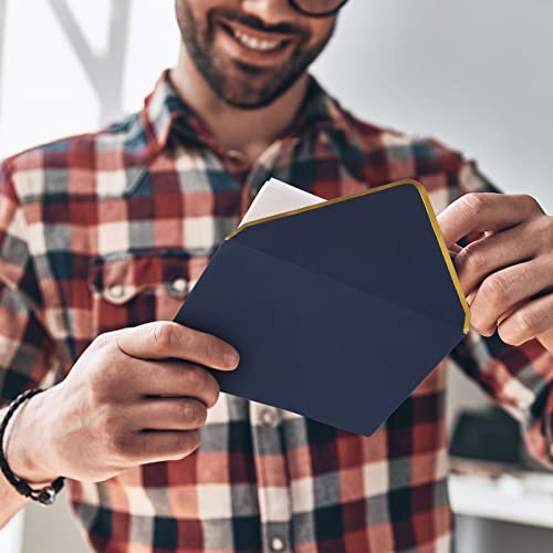 50 Pcs A7 Envelopes 5 X 7 Card Envelopes And 50 Pcs Gold Embossed Wax Seal Envelopes Self Adhesive V Flap Envelopes With Gold Border For Graduation Invitation Wedding Greeting (Dark Blue) #TOP6