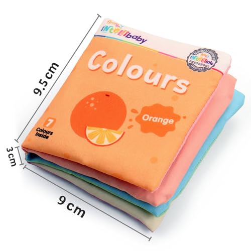 Firstcry Intellibaby 6-Book Set – Soft Sensory Cloth Books for Babies, Crinkle Sound & Washable, Early Learning Themes Animals,Fruits,Numbers,Non-Toxic & Educator Recommended,Gift for Babies 6+ Months