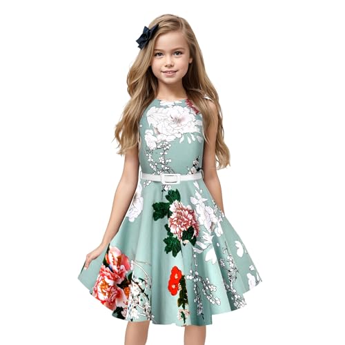 HB HBB MAGIC Girls Vintage Dress 50s Retro Twirling Special Occasion Dresses Size 6-14 Sleeveless Kids Dress Mint Green