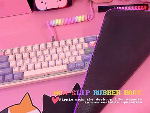 JMIYAV Pink Kawaii Cat RGB Gaming Mouse Pad