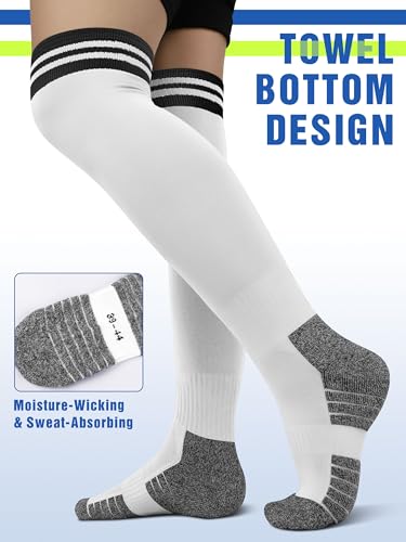 8 Pairs Men's Football Socks with Stripes Over Knee High Soccer Grip Socks Non Slip Athletic Socks for Multi-Sport3