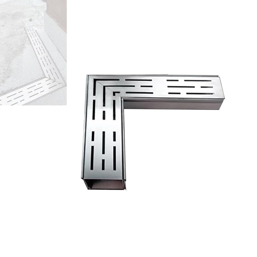 Caniveau drainage inox anti-stagnation angle 90 pour piscine et terrasse