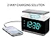 Emerson ER100401 Smartset 15Watt Ultra Fast Wireless Charging Dual Alarm Clock Radio with Bluetooth Speaker, USB Charger, Cyan LED Night Light and 1.4