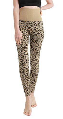 Fleece Lined Leggings Women-Non See Through Thick Thermal High Waisted Leggings Winter Warm Hiking Pants-Compression&Plus Size(Leopard, Large/X-Large (12-20))