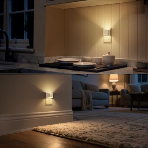 Image of DORESshop LED Night Light[4 Pack], Night Lights Plug into Wall, 3 Level Brightness Adjustable Plug in Night Light, Dusk to Dawn Sensor Nightlights for Adults,Bedroom,Bathroom,Hallway,3000K Warm White