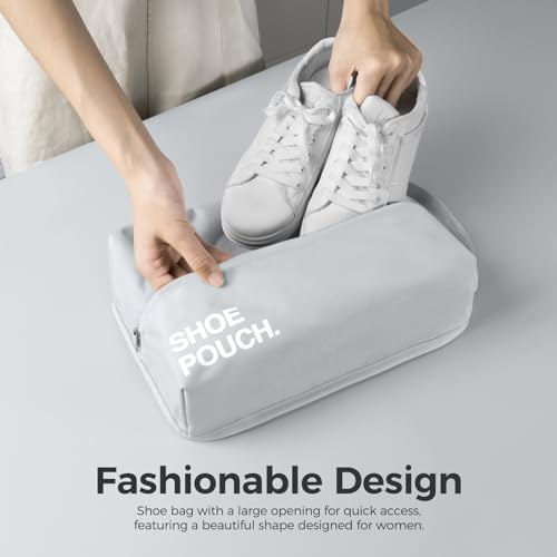pack all Stylish Shoe Bag for Travel, Water-Resistant Shoe Pouch for Gym, Smell-Proof Soccer Cleats Bag for Sport (Light Grey)3