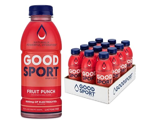 GoodSport Electrolyte Sports Drink, Rapid & Long-lasting Hydration (16.9 Fl Oz (Pack of 12), Fruit Punch)