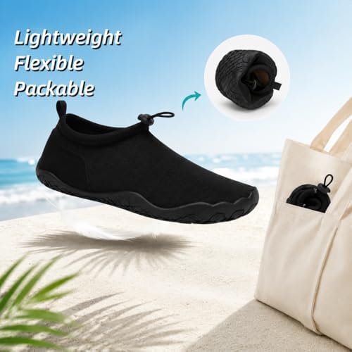 WHITIN Mens Water Shoes for Women Quick Drying Swim Sneakers Black M13/W15 — view 3