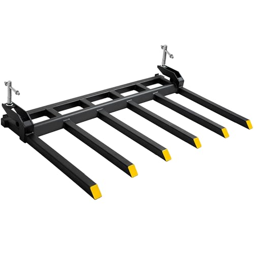YITAMOTOR Clamp on Debris Forks Fits 60'' Bucket, 4000 lbs Heavy Duty Quick Attach Pallet Debris Fork for Tractor Loader Skid Steer