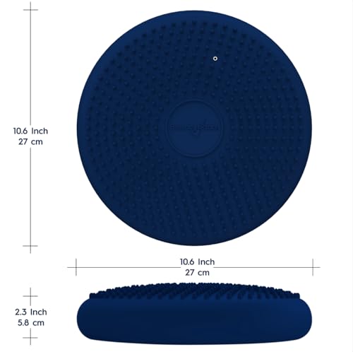 Image of BouncyBand Wiggle Seat, Blue, 1-Pack - Small 10.75 inch D x 2.5 inch H Wobble Cushion for Kids Aged 3-7 - Sensory Tool Promotes Active Learning & Improves Productivity - Includes Pump for Easy-Inflation
