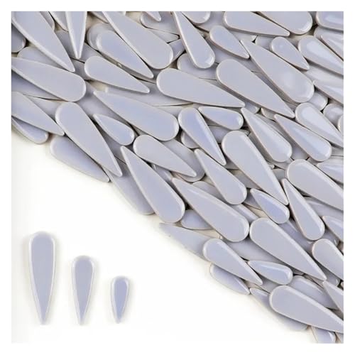 100g Water Droplet Ceramic Tiles DIY Porcelain Mosaic Tile Raindrops Shape 66(Grey Blue)