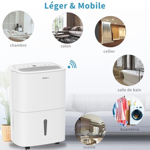 SHINCO Mobile 30L Day Smart Dehumidifier and Air Purifier with Activated Carbon Filter, 24 Hour Timer, Continuous Drain, Removes Excess Moisture in Large Houses - Image 9