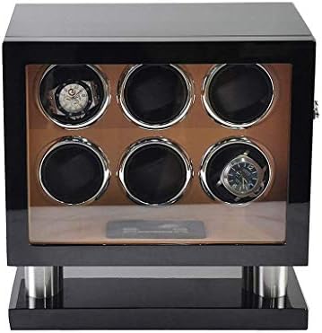 YNIYUJKL Mechanical Watch Shaker Wooden Double Automatic Watch Winder Storage Boxes For 6 Watches With Led Light