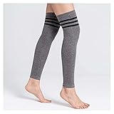 AfinderDE Damen Herren Knieschoner Winter Beinwärmer Kniebandage Beinstulpen Komfort weiche Strick Kniewärmer Beinlinge Legwarmer Lange Stulpen für Sport Tanzen Volleyball Fahrrad Motorrad, Grau, L