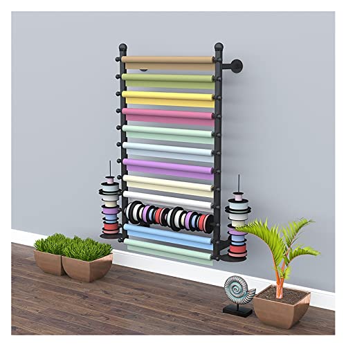 Organizador de pared para papel de regalo, cintas y rollos de tela modulares
