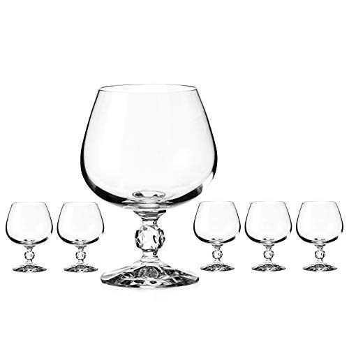 DIAMANTE Crystal Brandy Snifter or Cognac Glasses ‘Claudia’ | Vintage Style Ball Stemmed | Lead Free Crystal | Set of 6