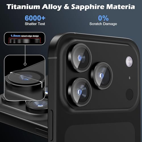 Image of CLITZ for iPhone 17 Pro /17 Pro Max Camera Lens Protector Original Individual Lens Screen Protector | 9H Hardness, Scratch-Resistant, Case Friendly (Black)