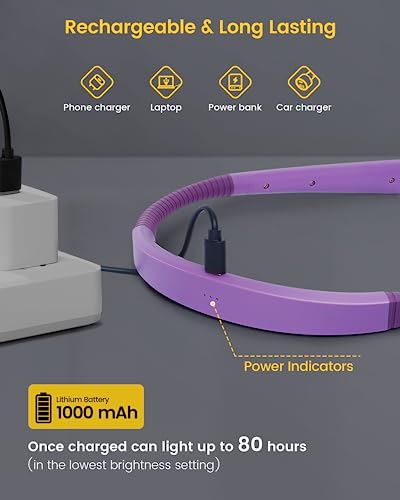 Glocusent Upgraded Led Neck Reading Light, Book Light For Reading In Bed, 30-Min Timer, 3 Colors & 3 Brightness Adjustable, Rechargeable & Long Lasting, Perfect For Reading, Knitting & Repairing #TOP4