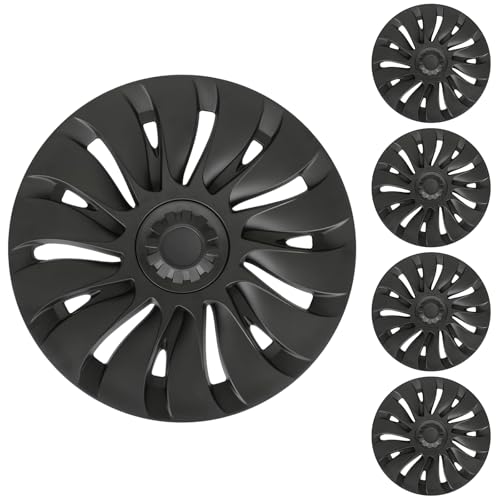 Tlaleikejia 19-inch Matte Black Wheel Rim Protector Cover or Tesla Y 2021-2024 Matte Black ABS Hubcaps, Set of 4, Curb Rash Protection by Tlaleikejia - Used condition - US$93.30
