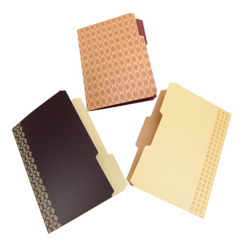 Wilson Jones Workstyle Decorative Casebound File Folders, 6-Count, 2 Each of 3 Designs, 5-Tab, Faux Croc (31703)
