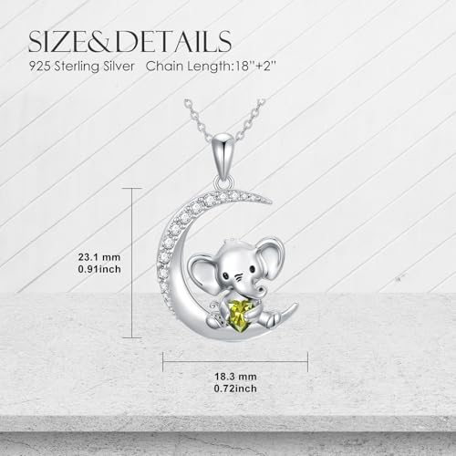 Image of PROESS Animal Birthstone Necklace 925 Sterling Silver Otter /Axolotl /Hippo /Elephant /Dachshund /Monkey /Red Panda Pendant Necklace Animal Birthstone Jewelry Gifts for Women