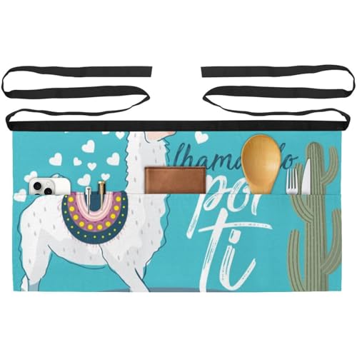 Lot de 3 tabliers courts de chef avec 3 poches pour cuisine et bistrot