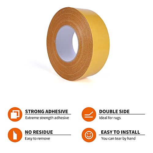 TAPEBEAR Extra Starkes Teppichklebeband Doppelseitig, Teppichklebeband RüCkstandsfrei, Doppelseitiges Klebeband Ablösbar, Teppichverlegeband FüR Teppich, Bodenbelag, 2inch X 40yard