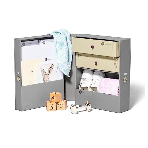 Savor | Baby All-in-One Organizer | Gray – Fabric Bound Acid-Free Newborn Keepsake and Memory Organizer with Labels for Pregnancy, Mother’s Day, Baby Shower, New Baby and Maternity Gifting
