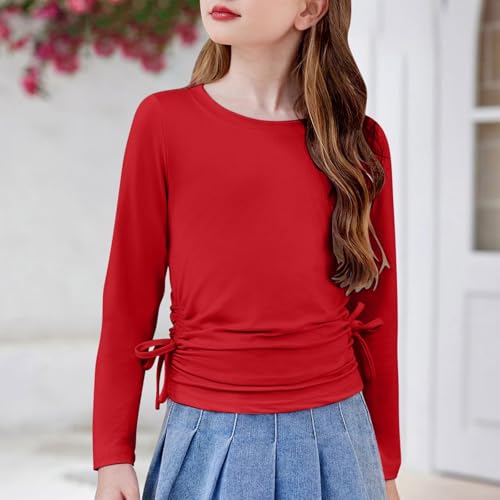 Girls Trendy Slim Fit Crop Top with Tie Side Tunic Slim Fit Tee Shirt Casual Going Out Shirts Spring Blouses2
