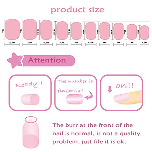 Laza 120pcs Children Nails Press On Pre-glue Full Cover Nail Tips Kit Glitter Gradient Color Rainbow Short Artificial False Nail Kits Lovely Christmas Gift for Children Kids Girls - Little Mermaid