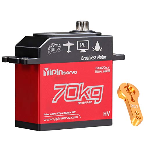 Kedelak GX3370BLS 70KG Digitales Servo IP67 Wasserdichtes Lenkservo 180 ° Vollmetallgehäuse Edelstahlgetriebe Bürstenloses Motorservo für 1/8 1/5 RC Car Crawler RC Boot Flugzeug Hubschrauber Roboter Cover