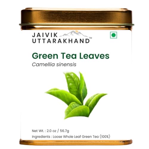 Image of Jaivik Uttarakhand - Green Herbal Tea Organic (56.7 g), Weight Loss, Energy Brew No Sugar, Decaf Nutrition Pack for Healthy Lifestyle, Pack of 1 Tin Box