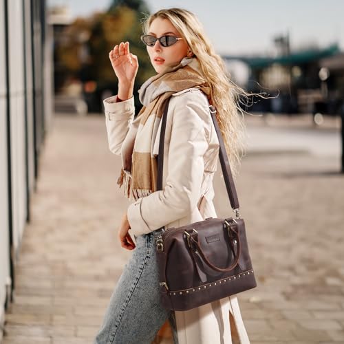 S-ZONE Top Grain Leather Crossbody Bag for Women Doctor Bag Shoulder Purses Satchel Purse4