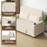 Devoko 2-Sitzer Schlafsofa 140 cm breit, Modernes Sofa mit Schlaffunktion, Ausziehbare Schlafcouch mit Verstellbarer Rückenlehne, Platzsparendes Klappsofa für Wohnzimmer, Beige - 4