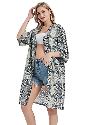 Image of Anna-Kaci Women Print Short Sleeve Cardigan Long Open Stuff Kimonos Loose Casual Cover Up Shirts
