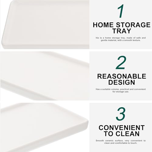 GOOHOCHY Porte-bijoux Décoratif Plateau Bain en Céramique Blanche, Grand – vue 7